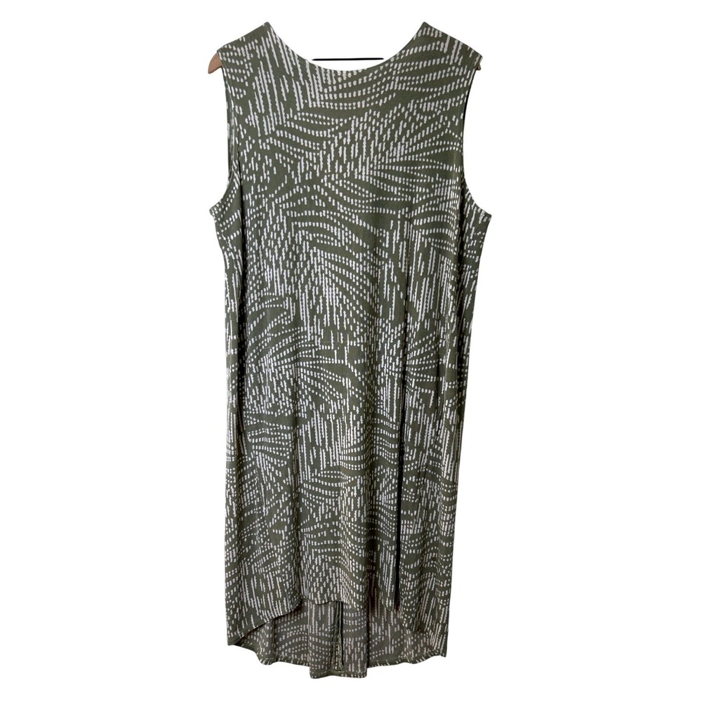 Chico's Womens Travelers Palm High-Low Sleeveless Dress Size 3/XL Olive Green
